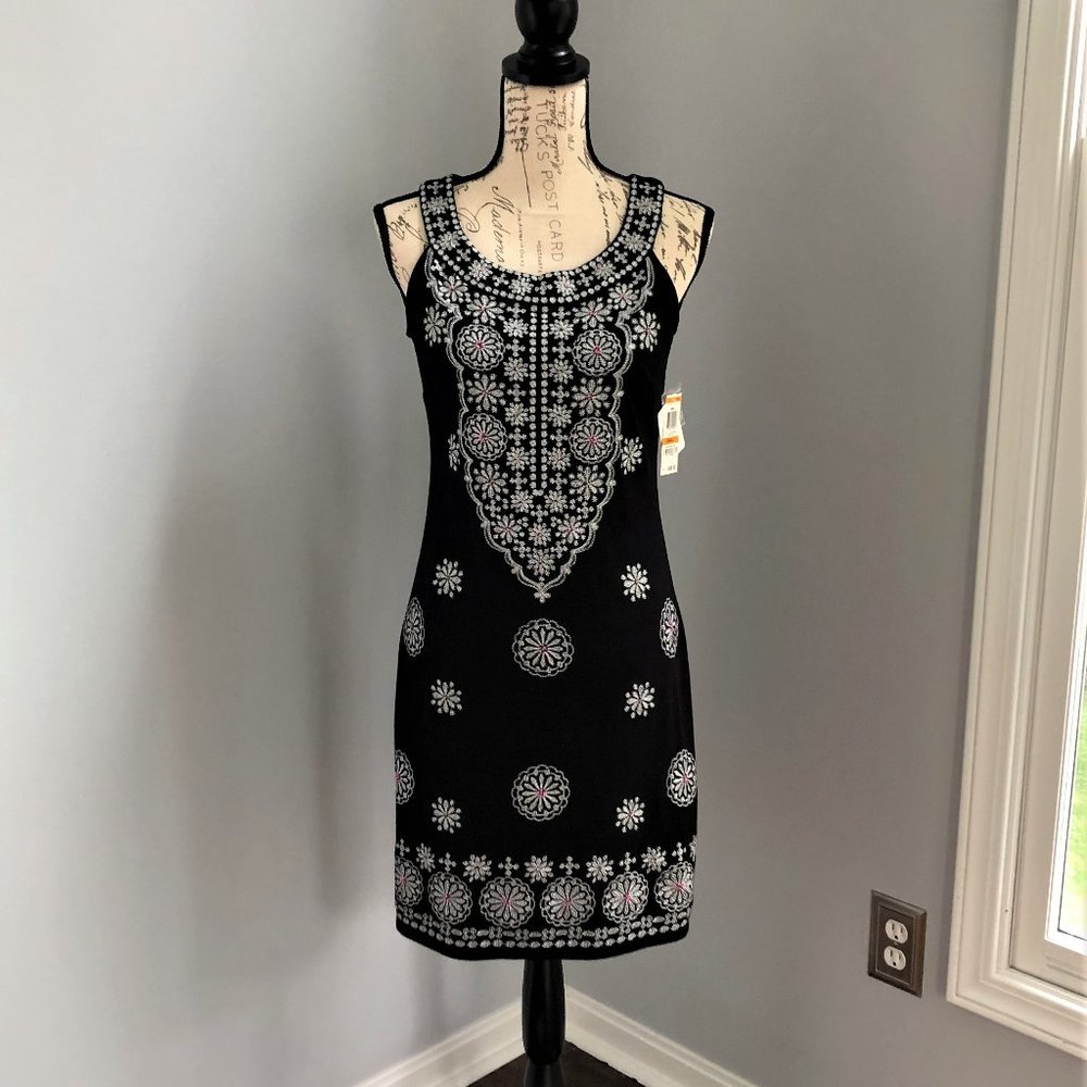 Embroidered Black Dress
